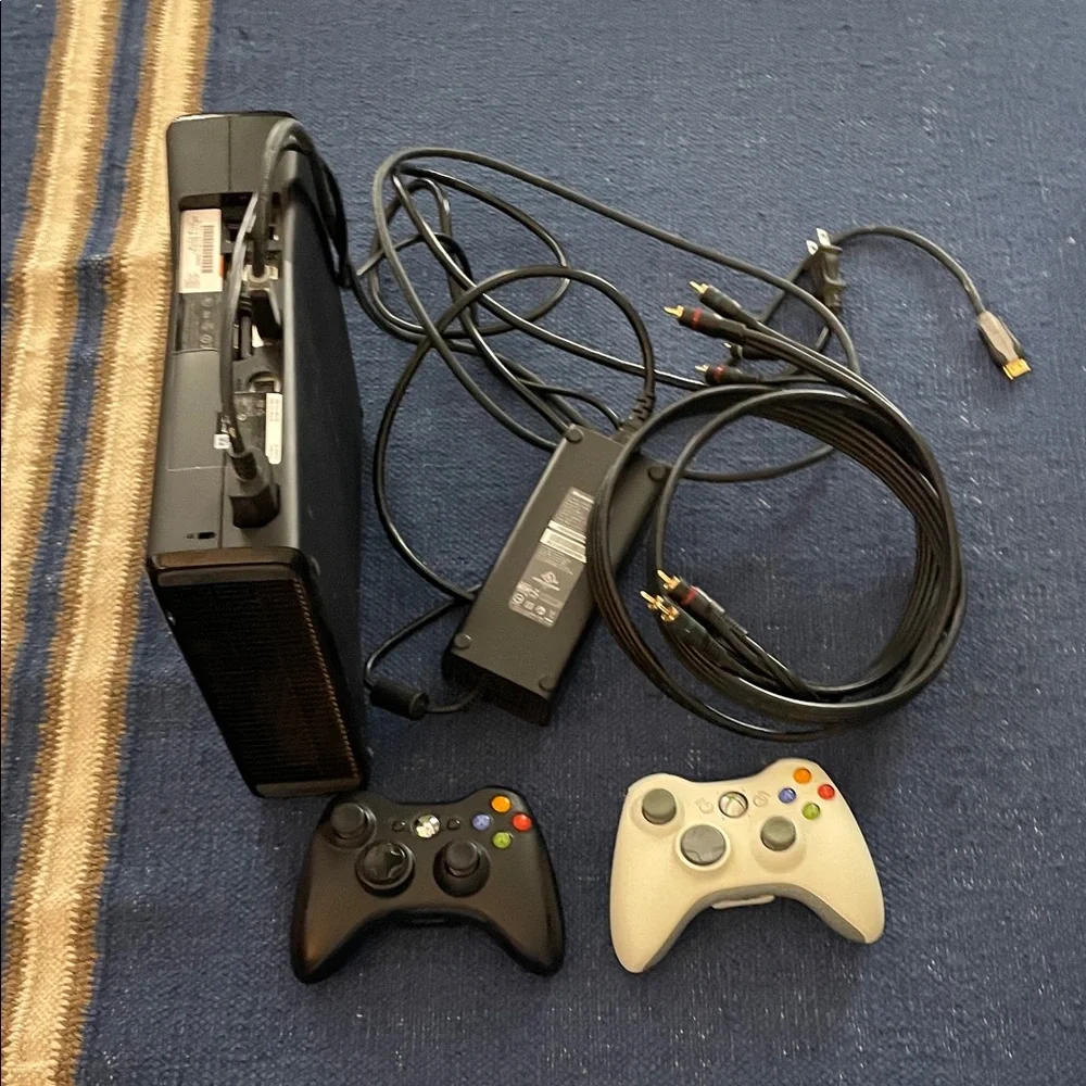 X box 360 Black Console game set with 2 controllers
